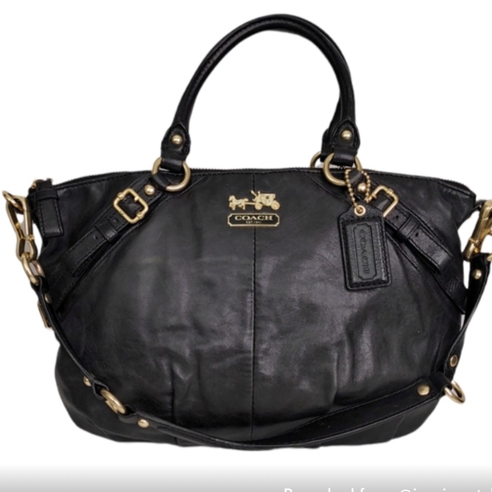 Coach Black Leather Sophia Madison Convertible Handbag 15960